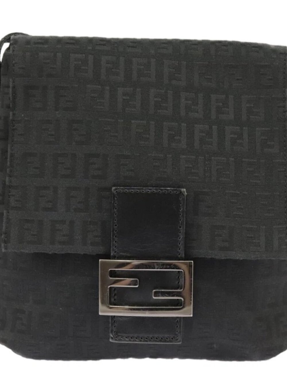 FENDI Zucchino Canvas Mamma Baguette Shoulder Bag Black Auth - Picture 2 of 16